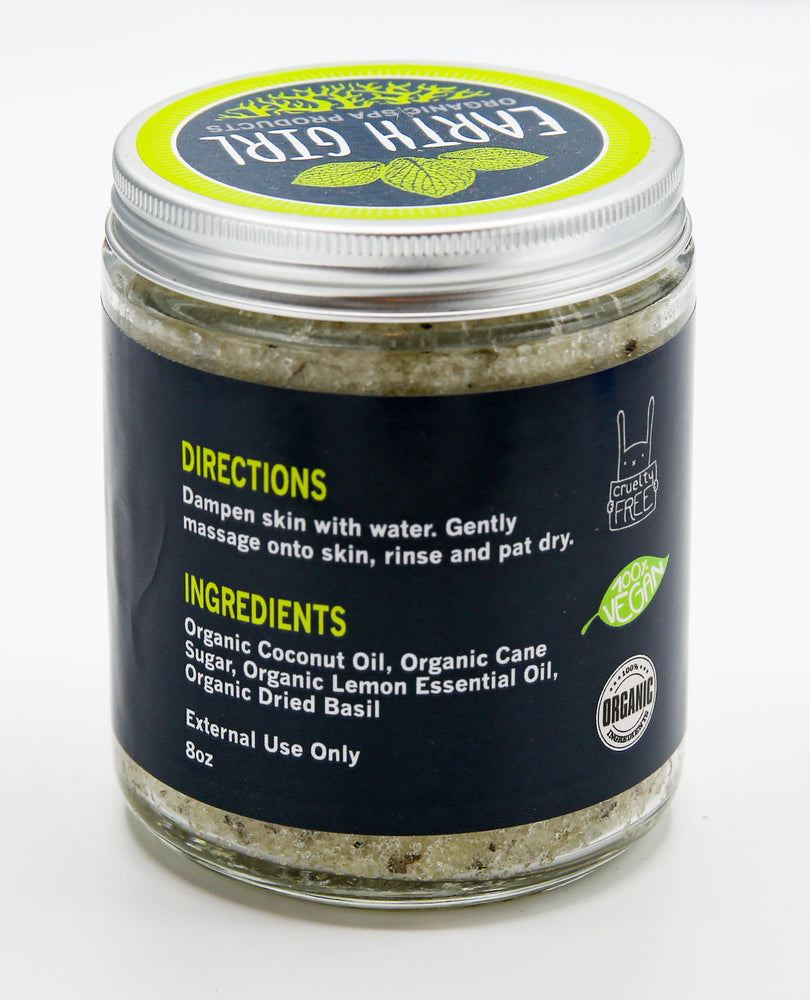 Earth Girl - Organic Lemon Basil Sugar Scrub --- Brighten Skin and Restore Your Radiance